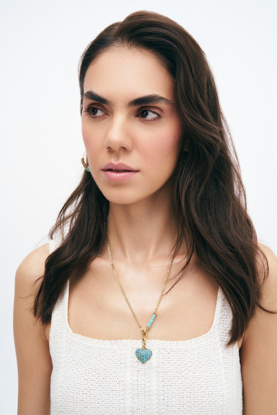Selo Heart Charm Gold Plated Chain Necklace - 2