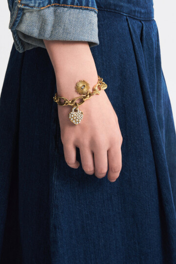 Seraph Gold Plated Heart, Sun Charm Chain Bracelet - (1)