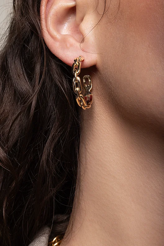Seraphine Gold Plated Hoop Stud Earrings - (1)