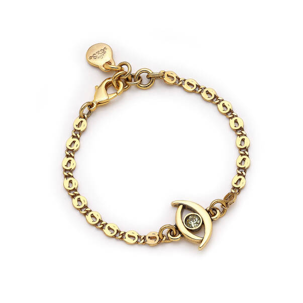 Serena Gold Plated Zircon Eye Charm Chain Bracelet - 1