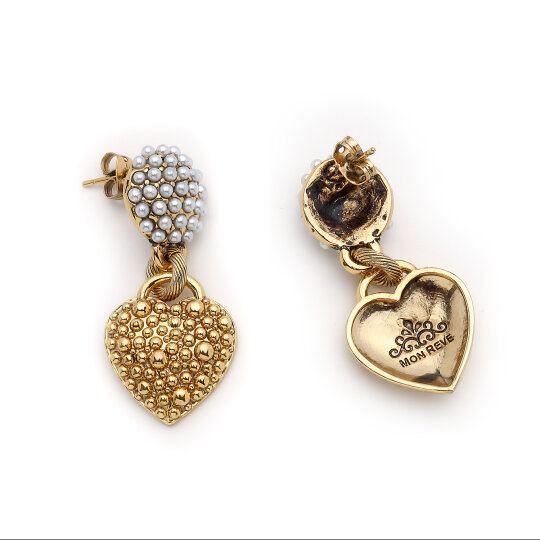 Serenay Heart Charm Gold Plated Stud Earrings - (1)