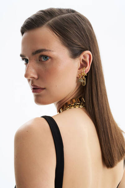 Serene Gold Plated Pinned Earrings - 3