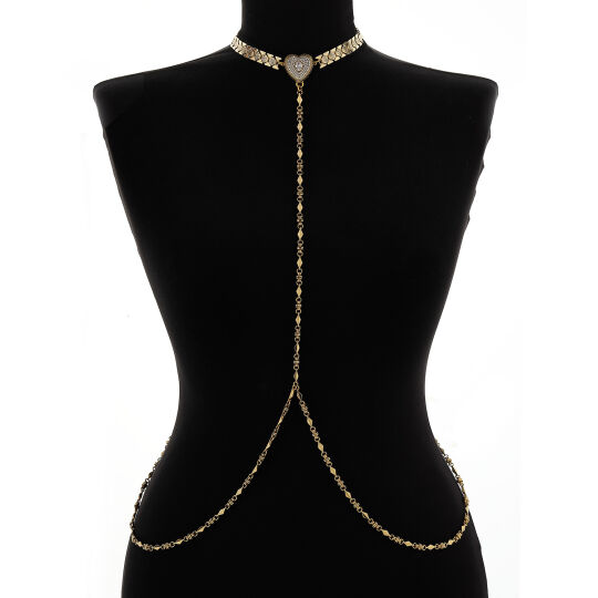 Sexy Gaze Gold Plated Heart Body Chain 