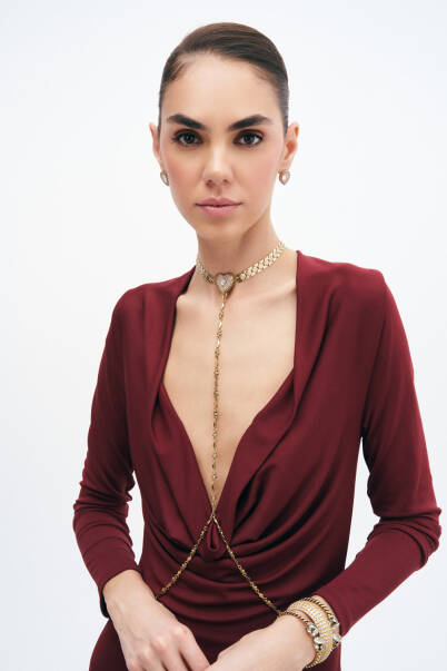 Sexy Gaze Gold Plated Heart Body Chain - 2