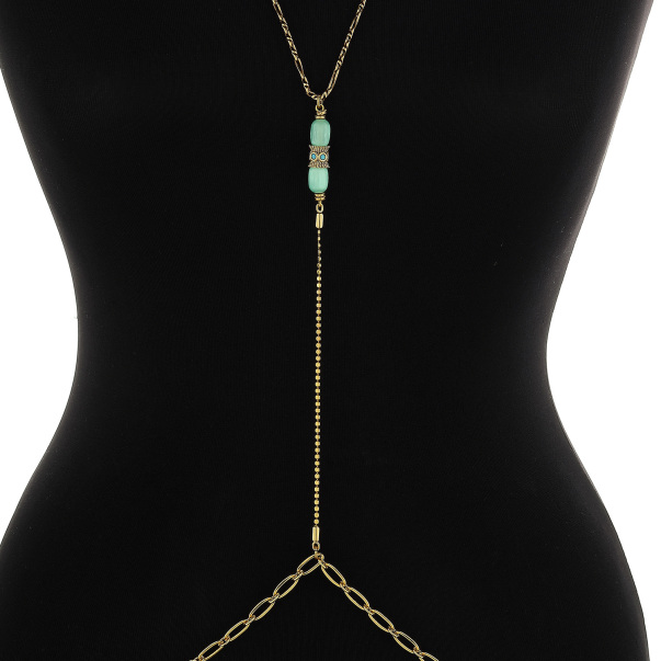Sexy Light Selenite Natural Stone Gold Plated Chain Body Accessory - 5