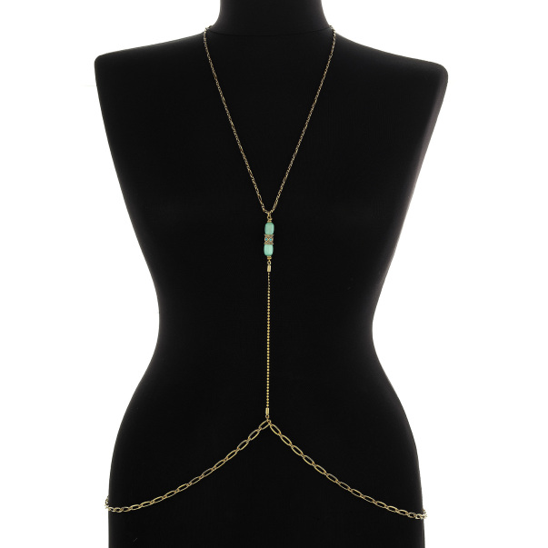 Sexy Light Selenite Natural Stone Gold Plated Chain Body Accessory - 1