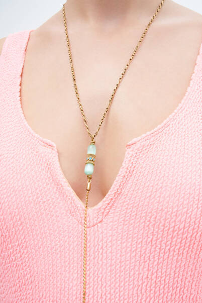 Sexy Light Selenite Natural Stone Gold Plated Chain Body Accessory - 3