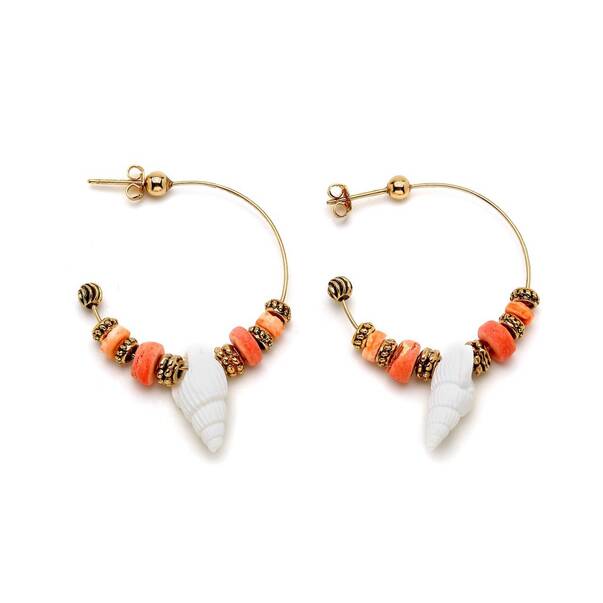 Shell Hoop Pinned Earrings - 1