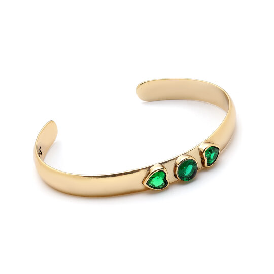 Shella Zircon Heart Cuff Bracelet - 