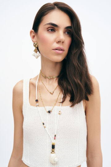 Shelly Deniz Kabuğu Charm Kolye - (1)