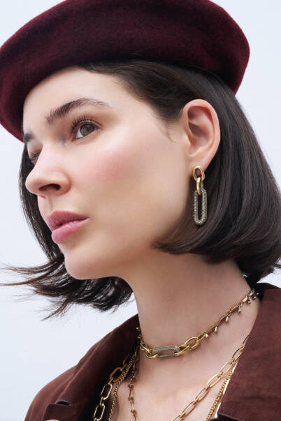 Shimmer Zircon Pinned Earrings - 2