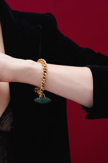 Shine Green Zircon Eye Charm Chain Bracelet - (1)