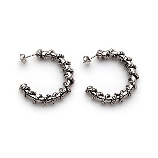 Shine Like The Stars Silver Plated Hoop Pinned Earrings - 