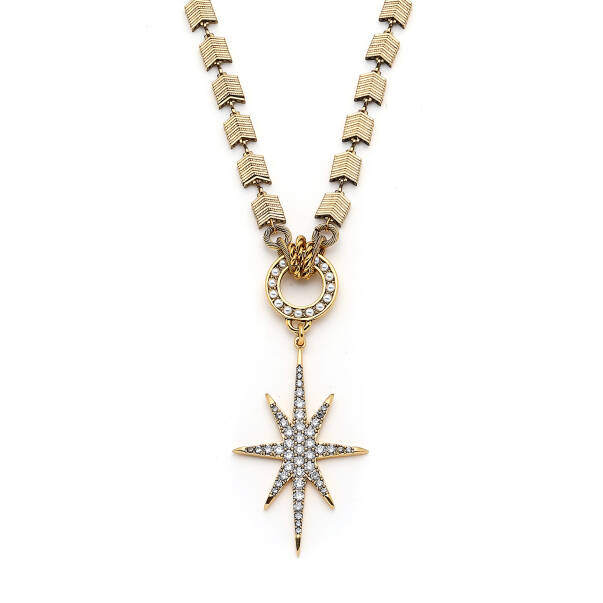 Shining Star Altın Kaplama Yıldız Zirkon Charm Zincir Kolye - 3
