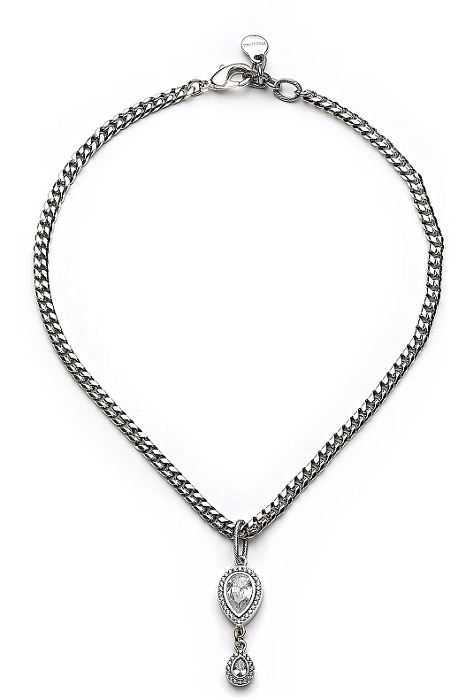 Shiny Damla Charm Gümüş Kaplama Zincir Kolye - (1)