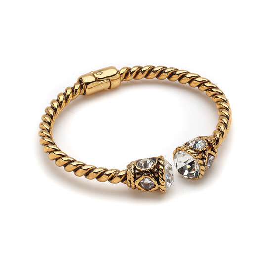 Sibylla Crystal Gold Plated Handcuff Bracelet 