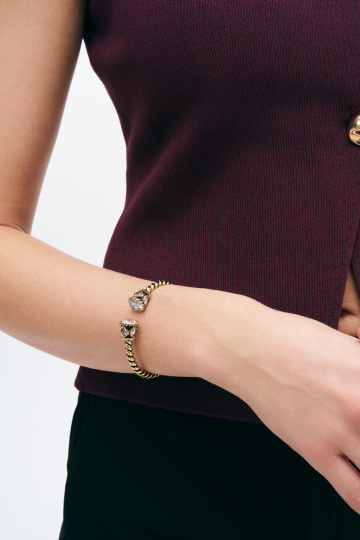 Sibylla Crystal Gold Plated Handcuff Bracelet - (1)