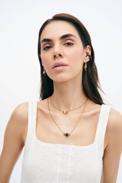 Sister Bond Seashell Glass Bead Gold Plated Chain Necklace - 3