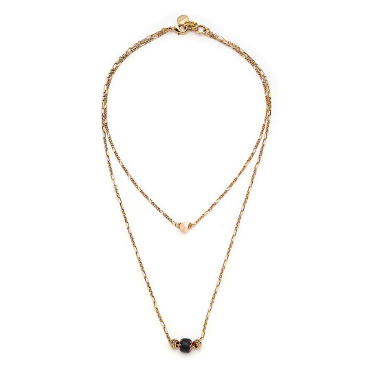 Sister Bond Seashell Glass Bead Gold Plated Chain Necklace 