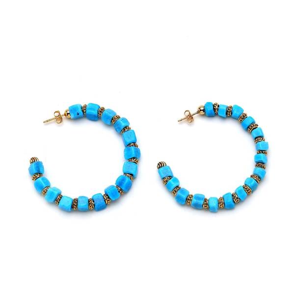 Sizzle Turquoise Gold Plated Hoop Earrings - 1