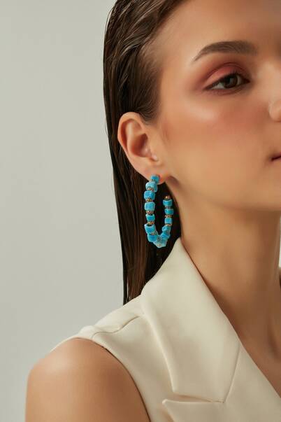 Sizzle Turquoise Gold Plated Hoop Earrings - 3