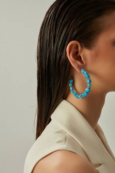 Sizzle Turquoise Gold Plated Hoop Earrings - 4