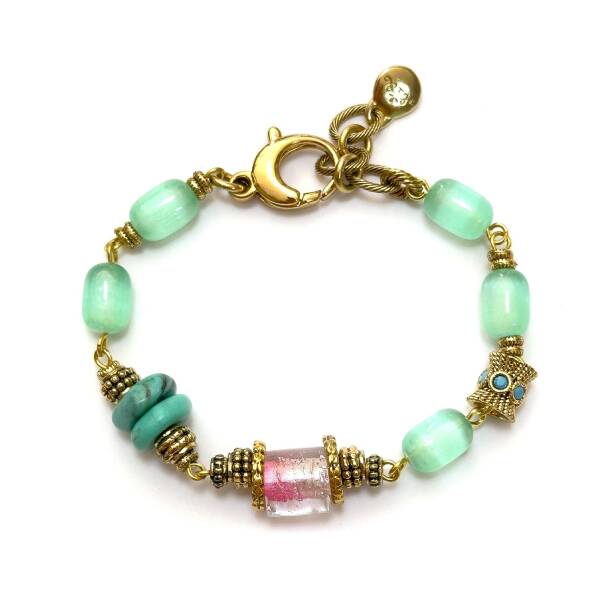 Skyline Gold Plated Turquoise Selenite Natural Stone Bracelet - 1