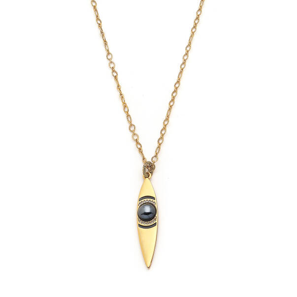 Sleek Altın Kaplama Göz Charm Zincir Kolye - 3