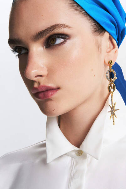 Sofia Gold Plated Star Zircon Charm Pinned Earrings - 3