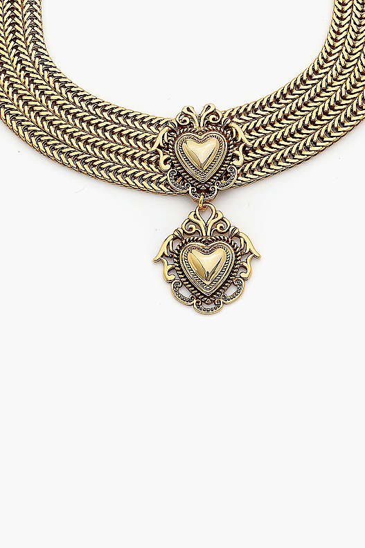 Soft Love Silver-Plated Chain Necklace with Heart Charm - (1)