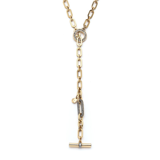 Solar Gate Zircon Bar Charm Chain Necklace 