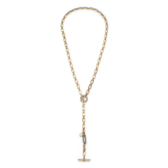 Solar Gate Zircon Bar Charm Chain Necklace 