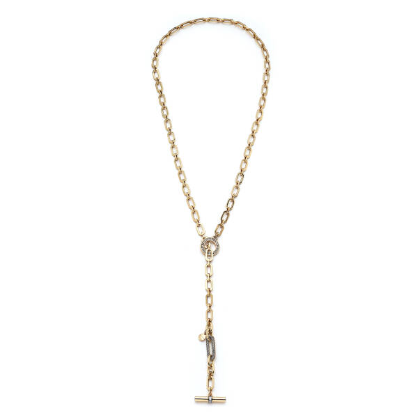 Solar Gate Zircon Bar Charm Chain Necklace - 1