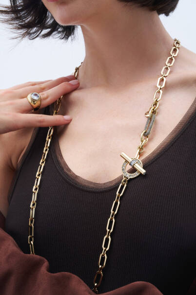 Solar Gate Zircon Bar Charm Chain Necklace - 3