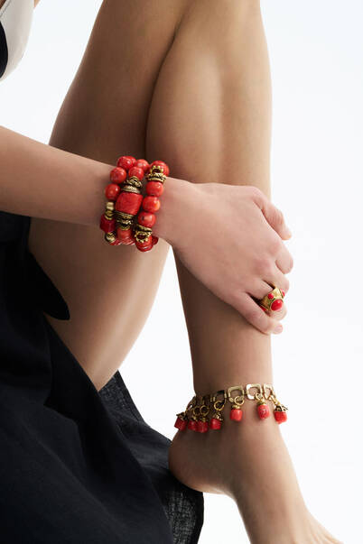 Solar Pink Coral Gold Plated Bangle - 2