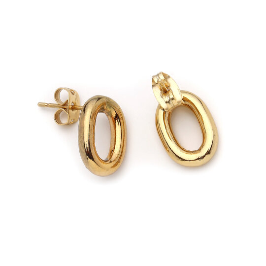 Sole Gold Plated Pinned Earrings - (1)