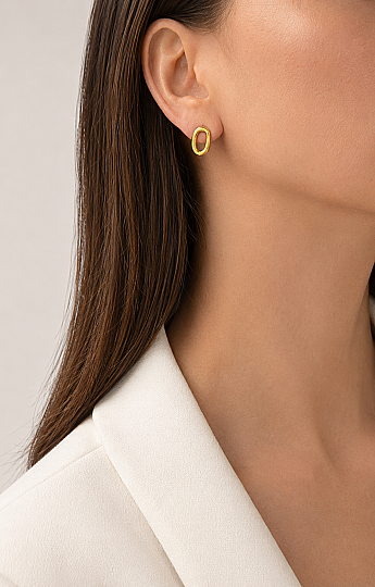 Sole Gold Plated Pinned Earrings - (1)