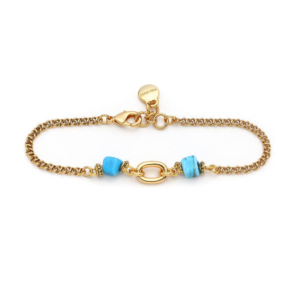 Solea Glass Bead Gold Plated Chain Anklet - 1