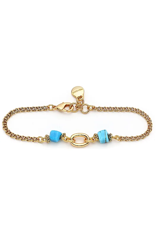 Solea Glass Bead Gold Plated Chain Anklet - 