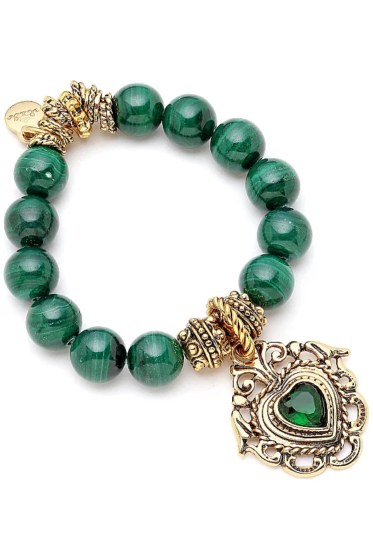 Solis Green Zircon Heart Malachite Bracelet - 