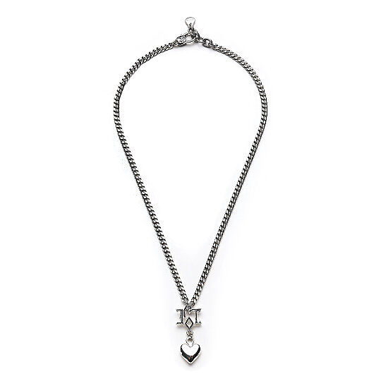 Sonia Heart Charm Silver Plated Chain Necklace - 