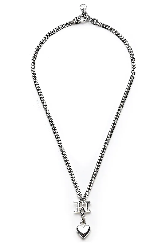 Sonia Heart Charm Silver Plated Chain Necklace - (1)