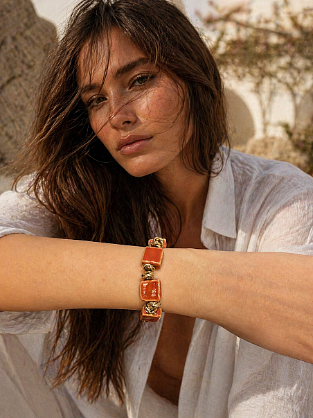 Sorelle Ceramic Stone Gold Plated Bracelet - 3