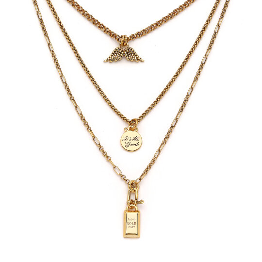 Soul Wing Charm Gold Plated Chain Necklace - (1)