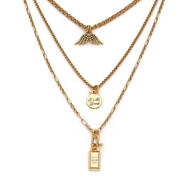 Soul Wing Charm Gold Plated Chain Necklace - 2