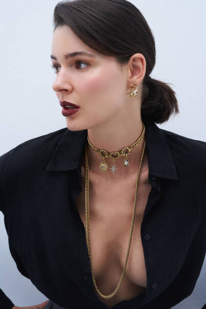 Star Whisper Yıldız , Nazar Boncuğu Charm Altın Kaplama Zincir Kolye - 2