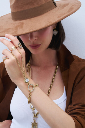 Stardust Altın Kaplama Yıldız Zirkon Yüzük - (1)