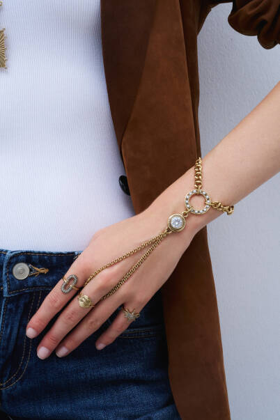 Stardust Gold Plated Star Zircon Ring - 6