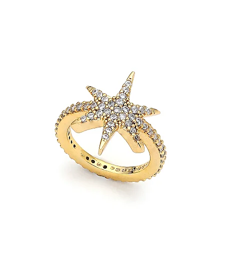 Stardust Gold Plated Star Zircon Ring 