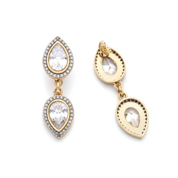 Starlit Grace Drop Zircon Stone Pinned Earrings - 2